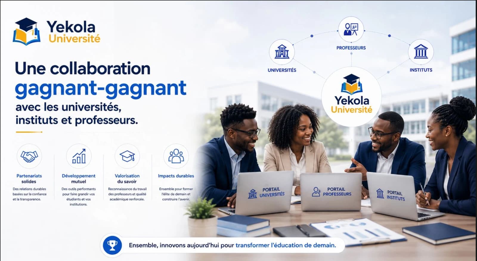 Une collaboration gagnant-gagnant avec les universités, instituts et professeurs.